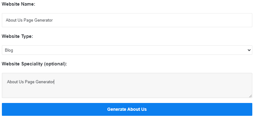 About Us Page Generator